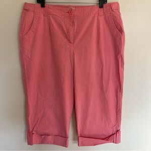 Talbots Womens 16 Pink Cropped Stretch Capri Comfort Casual Chino Pants